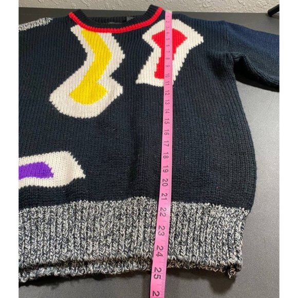 Answers Medium Sweater Retro Vintage 80s 90s Long Sleeve Black Red Gray Shirt - Picture 6 of 7